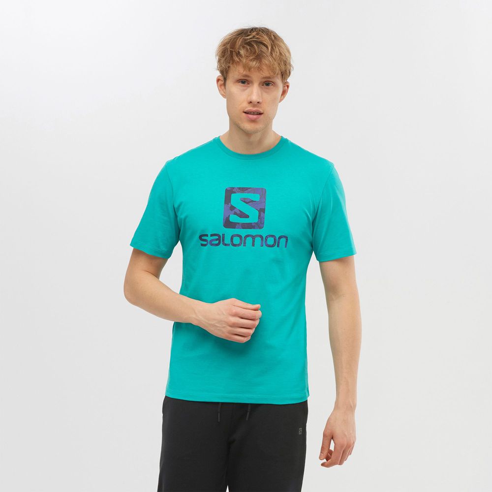 SALOMON OUTLIFE LOGO Philippines - Men's Tee Shirt - Mint | 673098-JLV
